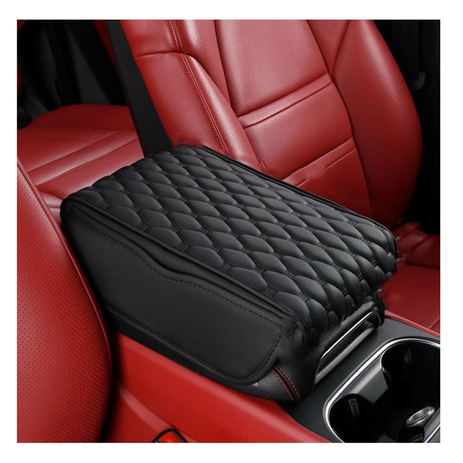 QYETRGF Car Armrest Cushion, for Ford Kuga (CX482) Titanium/X/St Line 2019-2026 Center Console Pad Leather Armrest Cover Protector Memory Foam Elbow Support Mat,A