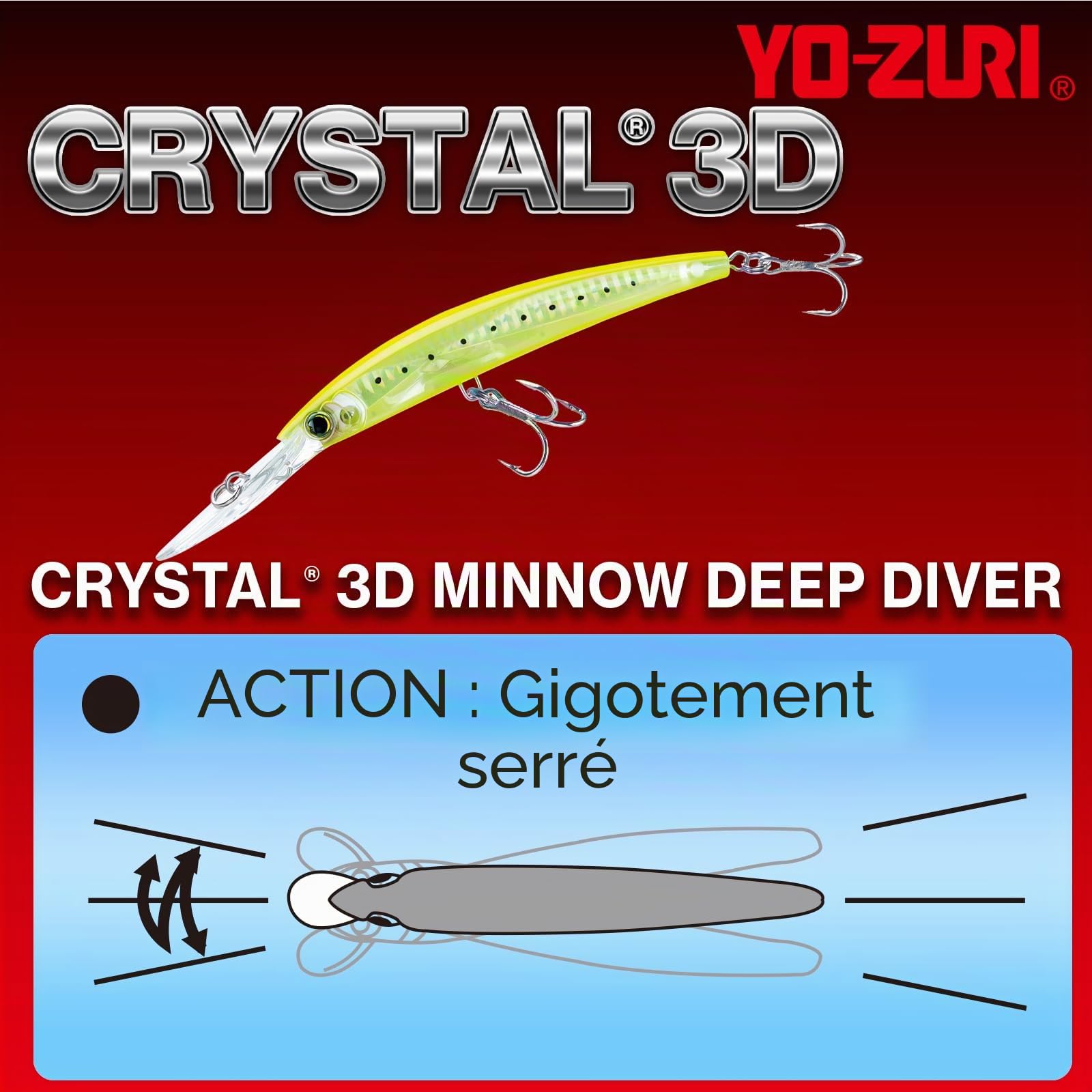 Yo-Zuri Crystal 3D Minnow Deep Diver Lure, Silver Black, 5-1/4-Inch