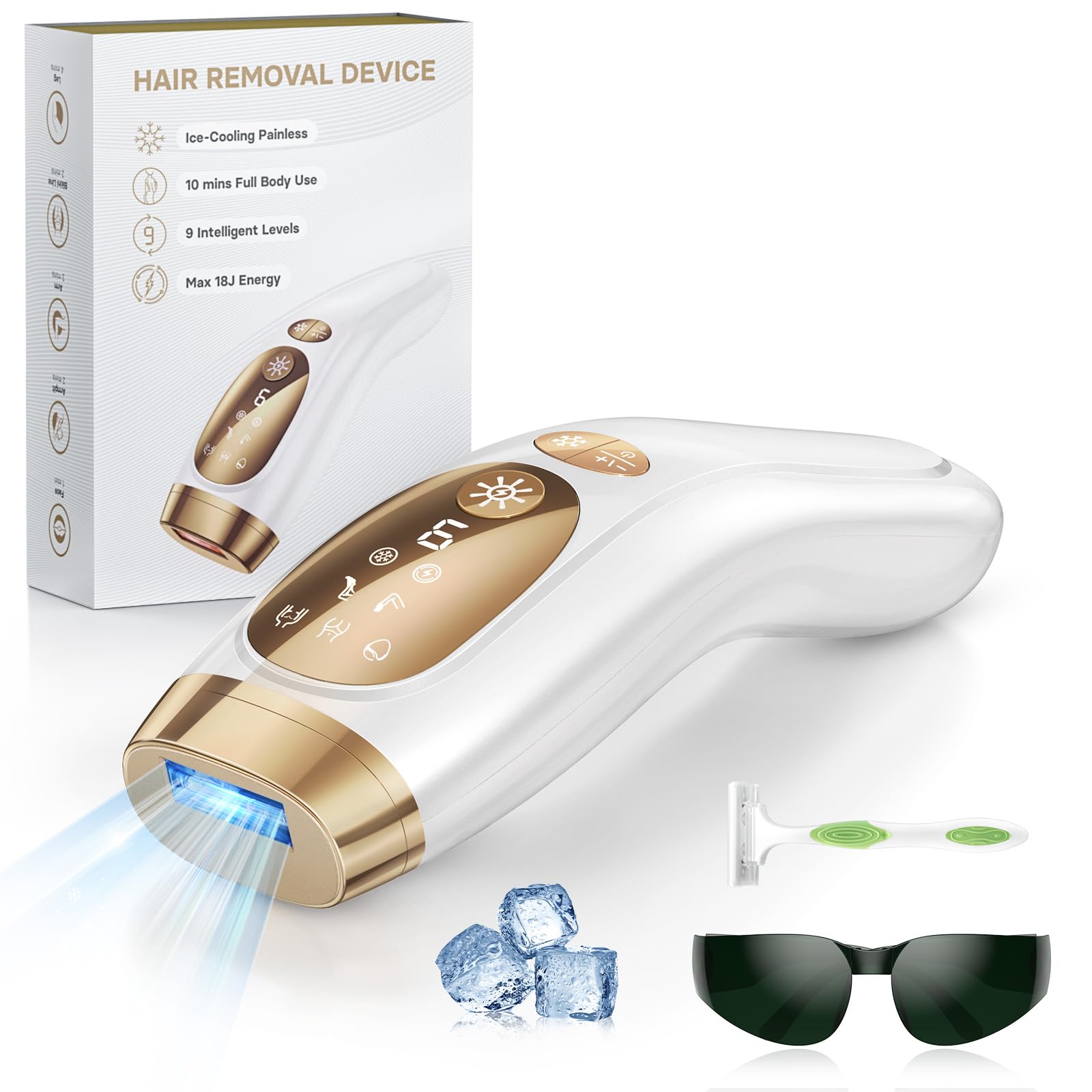 Haarlosy Épilateur Lumière Pulsée avec Fonction de Refroidissement Indolore, 999,900 Flashes IPL Epilation Laser[Définitive], 3 en 1 Épilation-[HR/SC/RA] pour Aisselles/Corps/Hommes/Femmes