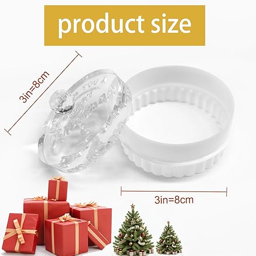 Miniatura 2 de Sello de galletas de Navidad personalizado con apellido, sellos de galletas personalizados con asa para hornear regalos de cortador de acrílico