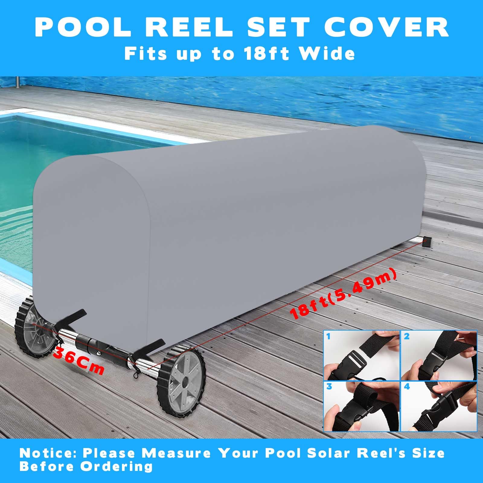 Cubierta Para Manta Solar De Piscina - Tela Oxford Impermeable 420D, Tamaño 18 Pies, Color Beige