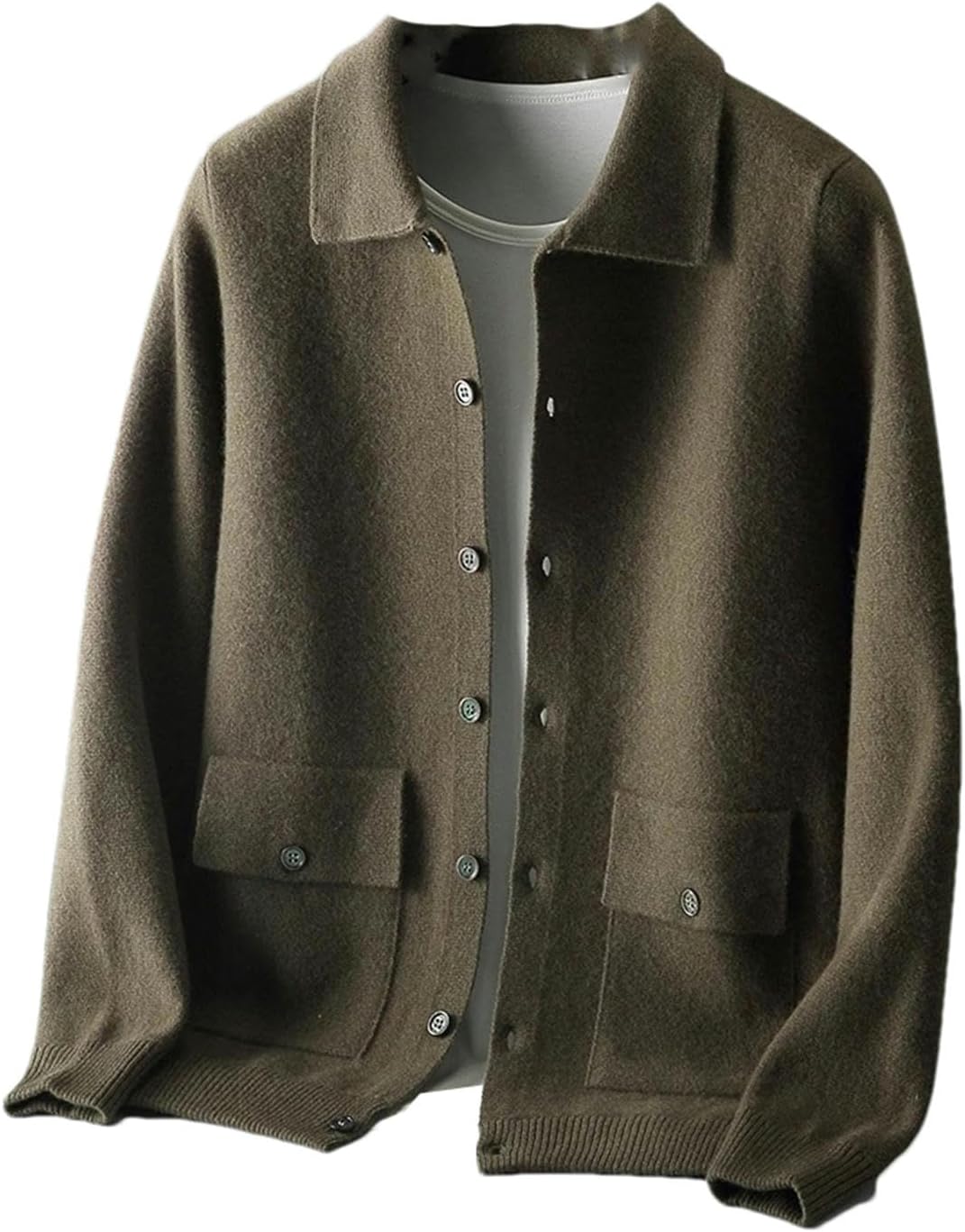 Autumn Winter Men's Sweater Long Sleeve Knitted Business Casual Sweater Solid Color Cardigan