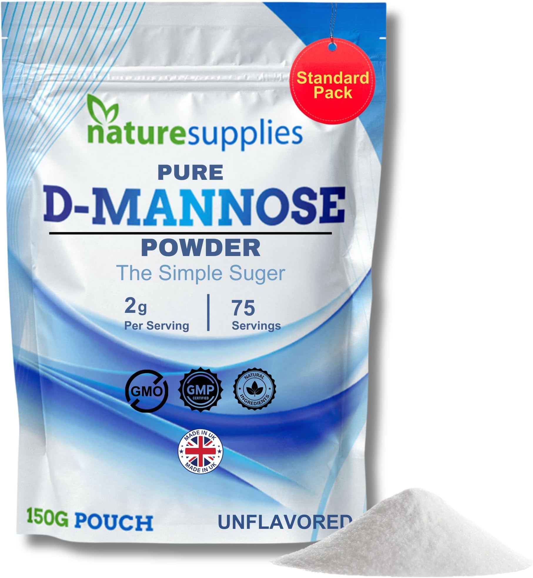 naturesupplies D-mannose Powder 150g - GMO Free - Vegan Friendly - Highly Concentrated Mannose, Pure Ingredients, No Chemicals Or Pesticides in Our Supplements