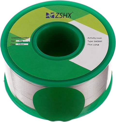 Miniatura 9 de ZSHX Alambre de soldadura sin plomo Sn99 Ag0.3 Cu0.7 Alambre de soldadura de núcleo de colofonia para soldadura eléctrica (0.031 in 3.53 oz)