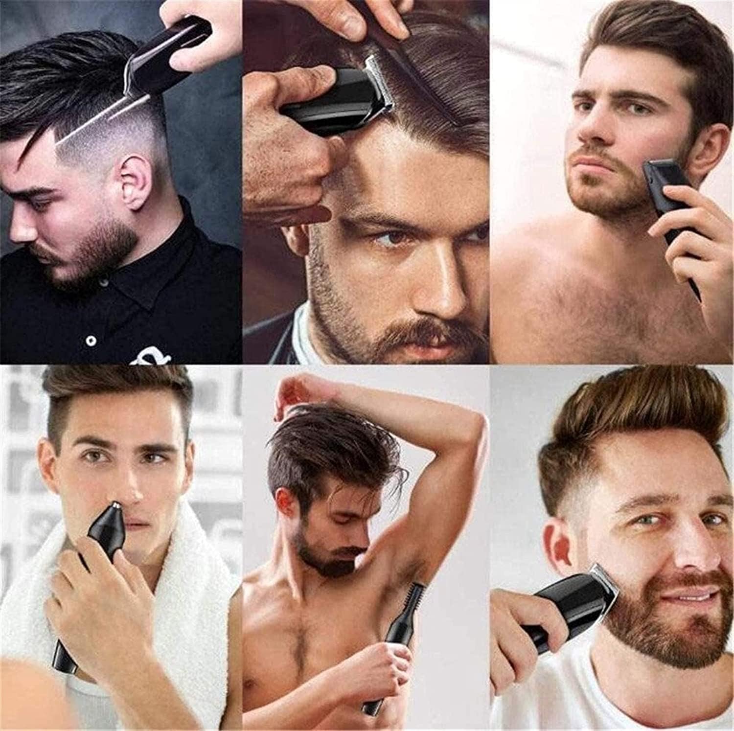 Cortapelos para hombres, kit recortador de barba 6 en 1, inalámbrico, de precisión, resistente al agua, recargable por USB.