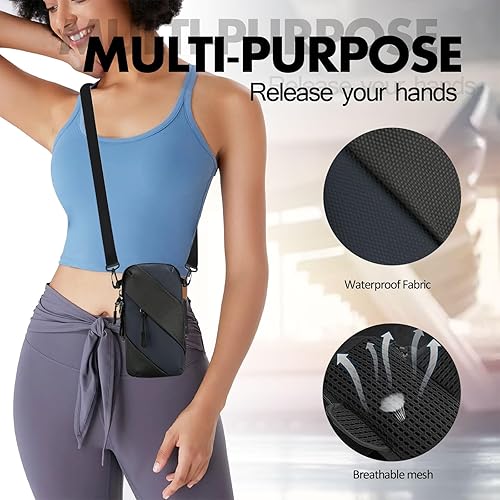Miniatura 4 de Soporte de teléfono para brazalete de correr, bolsa cruzada pequeña con bandas para el brazo para mujeres, hombres y niños, se adapta a iPhone 15 14