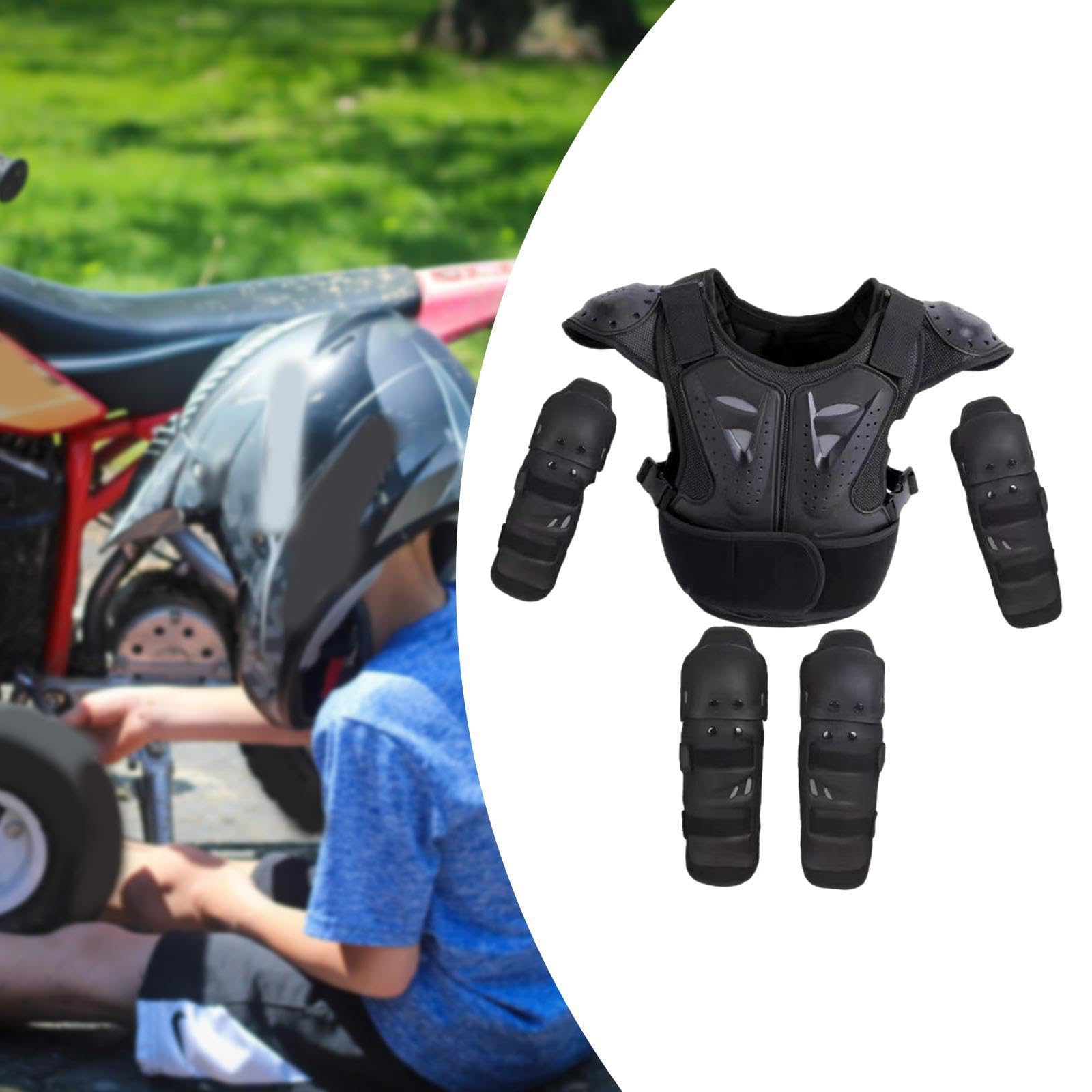 Tuta protettiva per motocross per bambini, attrezzatura per moto da cross, protezione completa per torace, colonna vertebrale, schiena, ginocchiere, gomitiere,