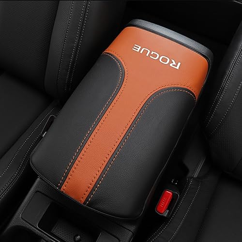 XYHGM Funda para reposabrazos de consola central de automóvil para Nissan Rogue 2014-2020, de piel, antiarañazos, protector de tapa, accesorios