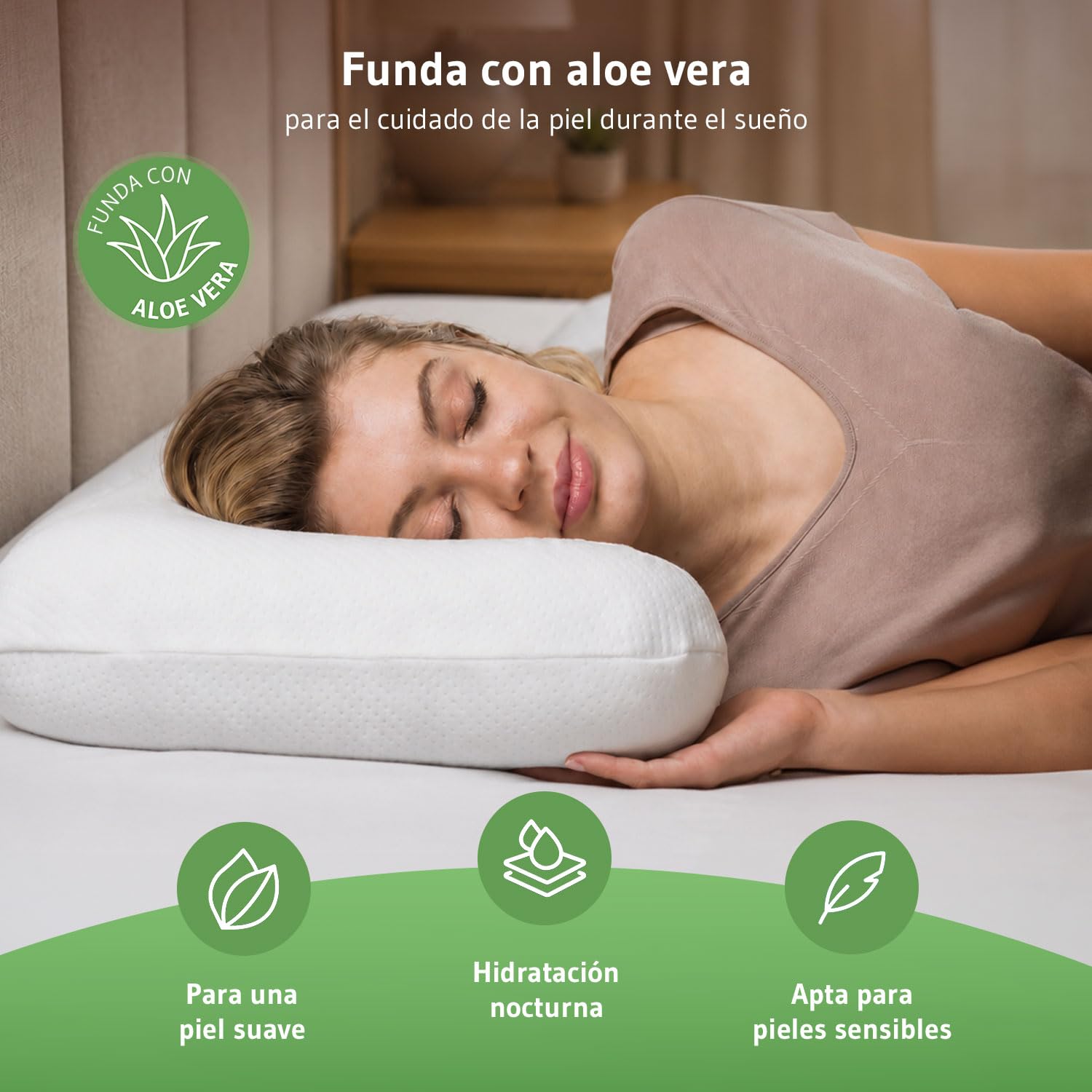 Almohada Ergonómica Cervical Viscoelástica NuMOON para todas las posiciones | Almohada Viscoelástica Cervical con Aloe Vera y Bambú, Diseño Ergonómico, 4 Posiciones para un Descanso Óptimo