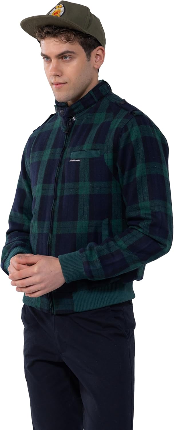 Members Only Men's Winter Outwear Wool Iconic Racer Jacket Coat | Flannel Wool Jacket Men | Wool Lined Jacket Men - Green - Image 3