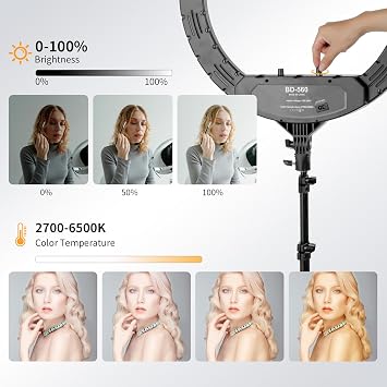 SITTO 22 inch Ring Light with Remote Control, 43 inch Wall Mounted Boom Arm | Ring Light Wall Mount for Live Streaming, Beauty Salon, Barber Light, Tattoo Light, Photography Lighting Studio