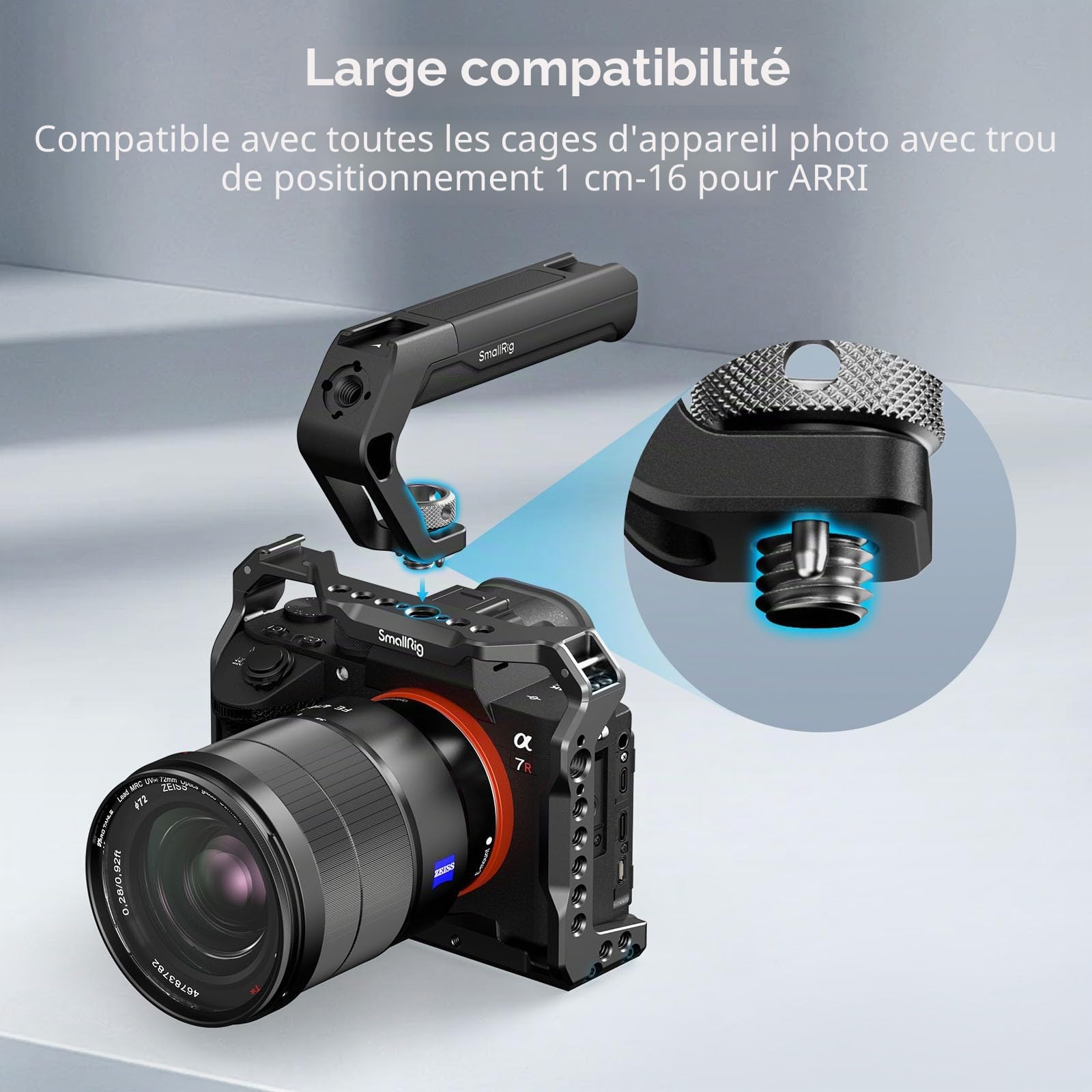 SMALLRIG Poignée Supérieure Légère avec Broches de Positionnement 3/8"-16 pour Arri, Petite Poignée Supérieure pour Appareil Photo, Poignée en Plastique Technique Haute Résistance - 4757
