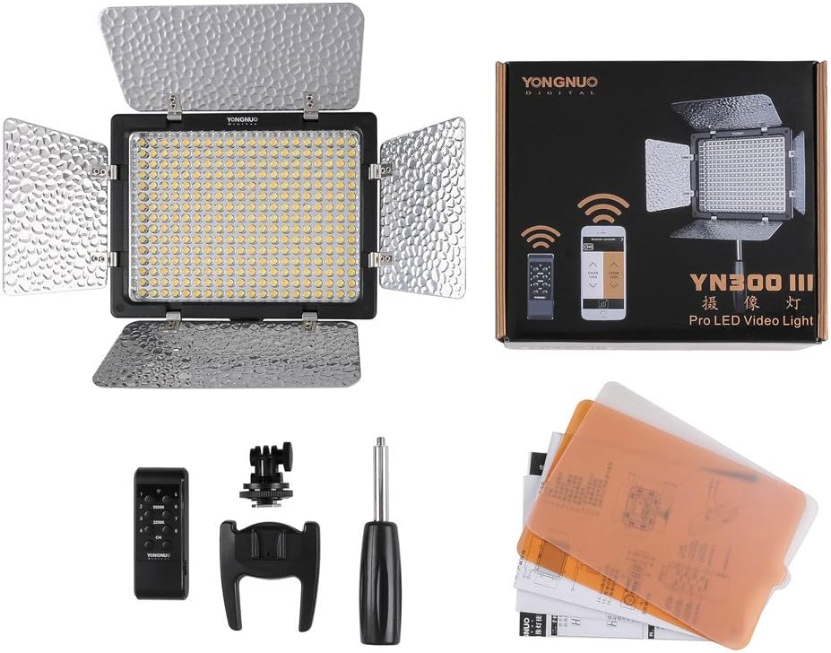 YN300 III LED Video Light with 5600k Color Temperatur e and Adjustable Brightness for Canon Nikon Pentax Olympus Samsung