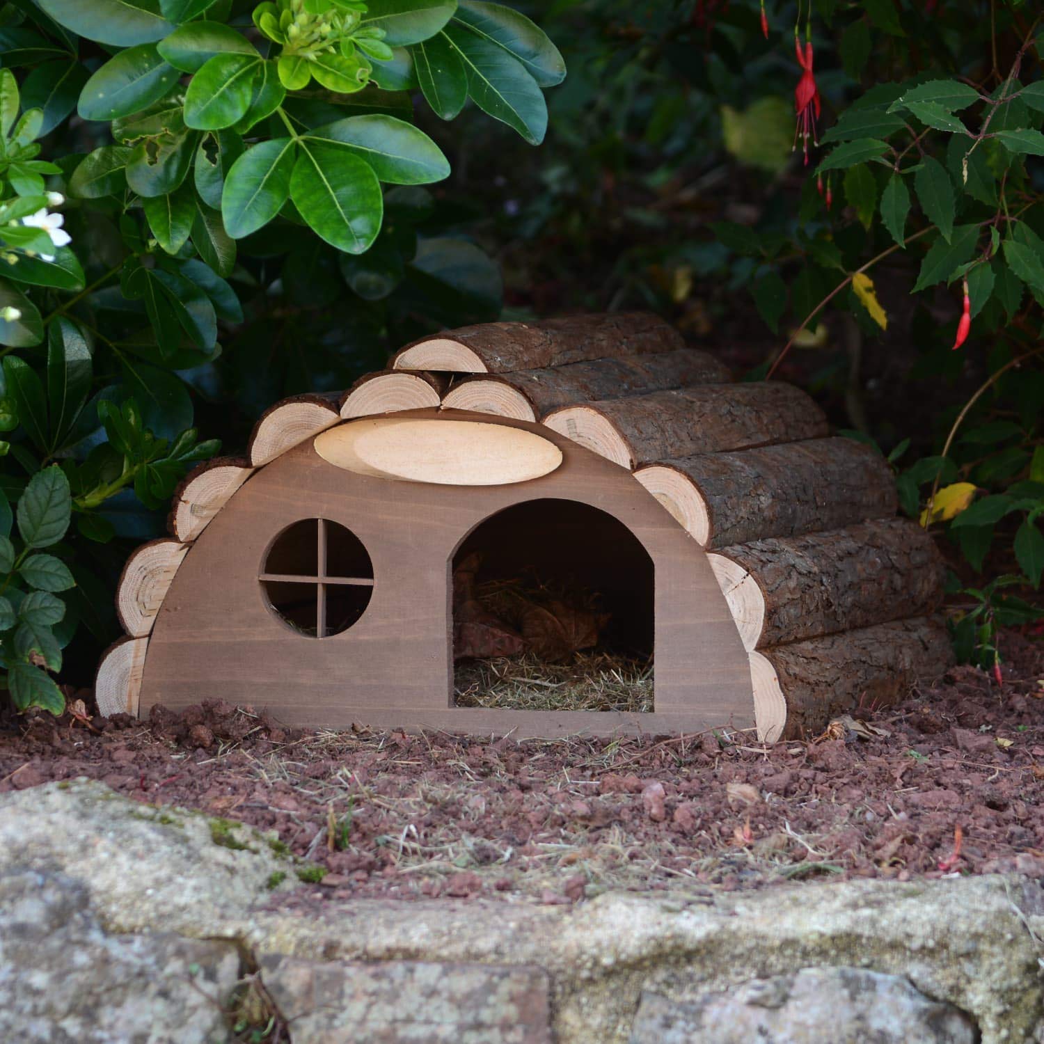 CKB LTD Casa de Erizo de Madera o Conejillo de Indias Refugio al Aire Libre Fuera de la casa de hábitat, el Hotel también se Puede Utilizar para hibernación hogar para Refugio de jardín 33,5x34x19cm