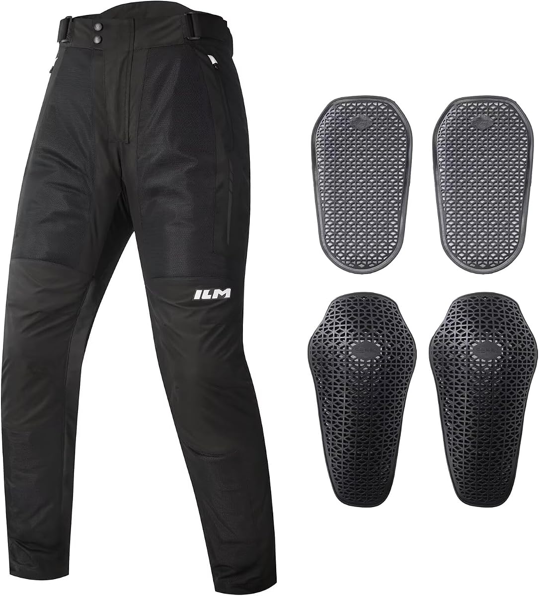Pantalón de Malla ILM para Hombre con Armadura CE Modelo PM1 | Tejido Transpirable, Ligero, Elástico, Perneras Cremallera Riding Motorbike Touring