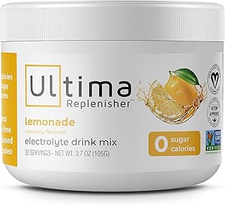 Ultima Replenisher Electrolyte Hydration Powder, Lemonade, 30 Serving Canister - Sugar Free, 0 Calories, 0 Carbs - Gluten-...