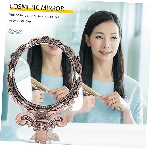 Miniatura 7 de Espejo de maquillaje vintage, billetera vertical, espejos ovalados, espejo vintage dorado, espejo cosmético plegable, espejo de tocador, espejo de
