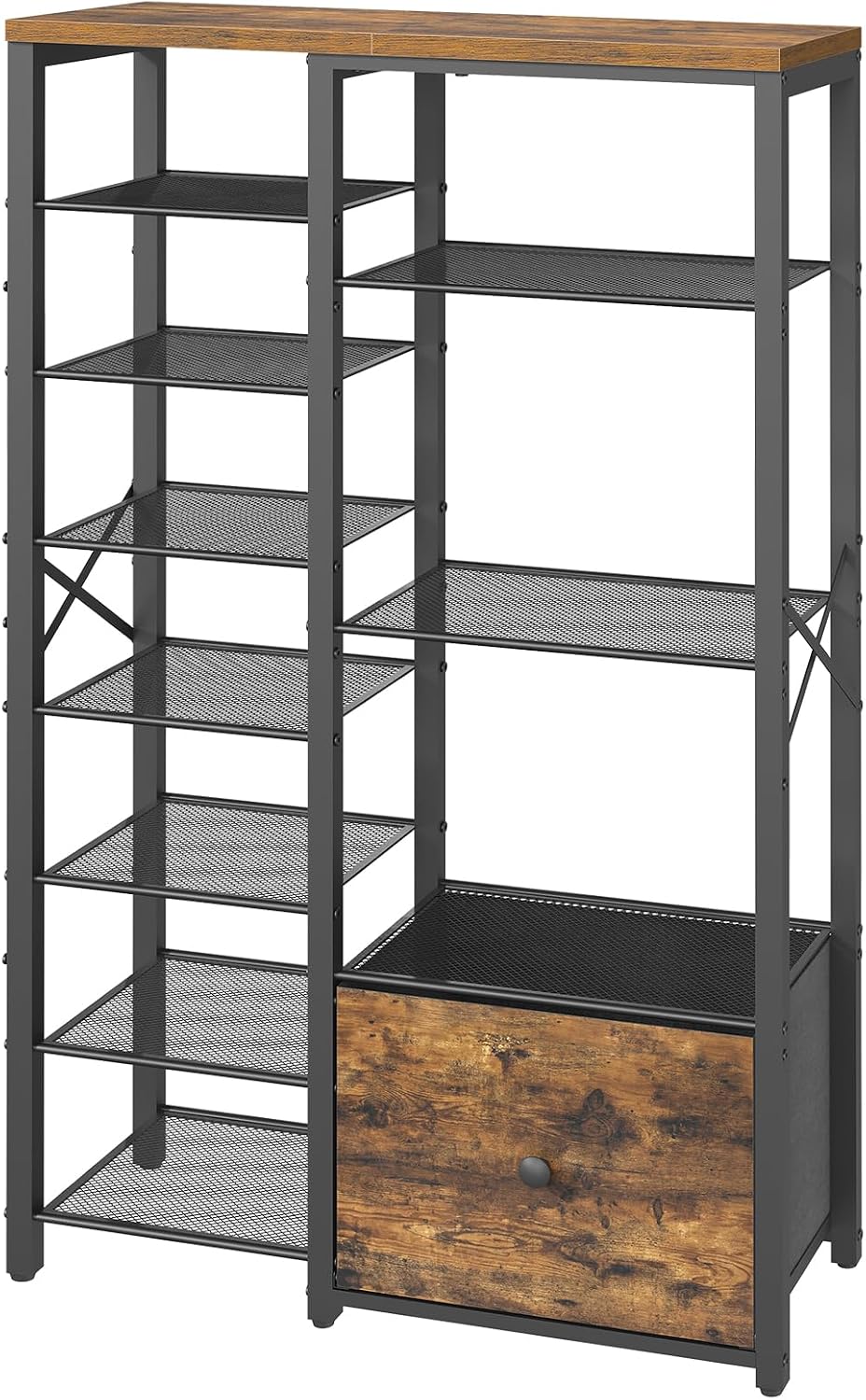 YATINEY 8-Tier Shoe Rack with 1 Large Drawer, Entryway Shoe Storage Shelf