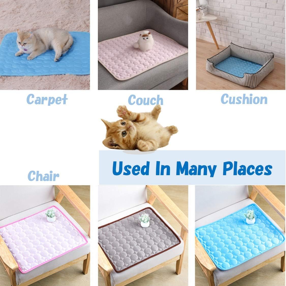 Summer Pet Cat Pad Dog Mat, Washable Car Dog Blanket Cat Sleep Cushion for Kennel Sofa Bed Floor, Travel Car Seats for Little, Medium, Large Pets Indoors Outdoors