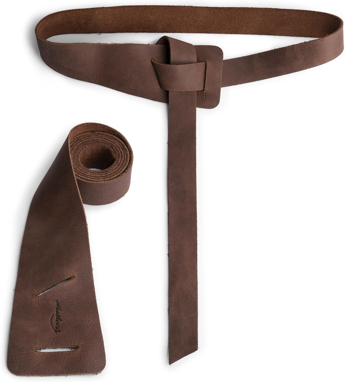 Heather's, Formal Belt for Women, No-Buckle Belt, Fashion Belly Accessory, Full Grain Leather, Handmade, Bourbon Brown