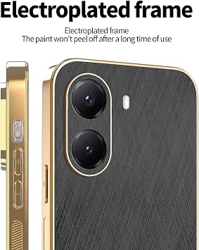 ILING Case for Xiaomi POCO X7 Pro 5G, Unique Brushed Metal Design, Leather Skin Phone Case, Ultra-thin Soft Silicone TPU Bumper Shockproof Cover (Black)