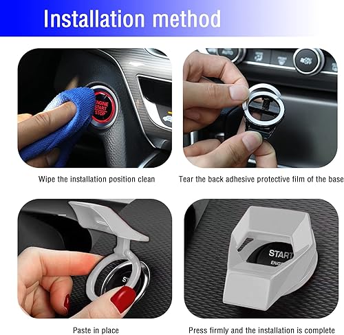 Miniatura 4 de jeseny Cubierta universal para botón de arranqueparada del motor borde de control de potencia del automóvil cubierta protectora de llave para Civic