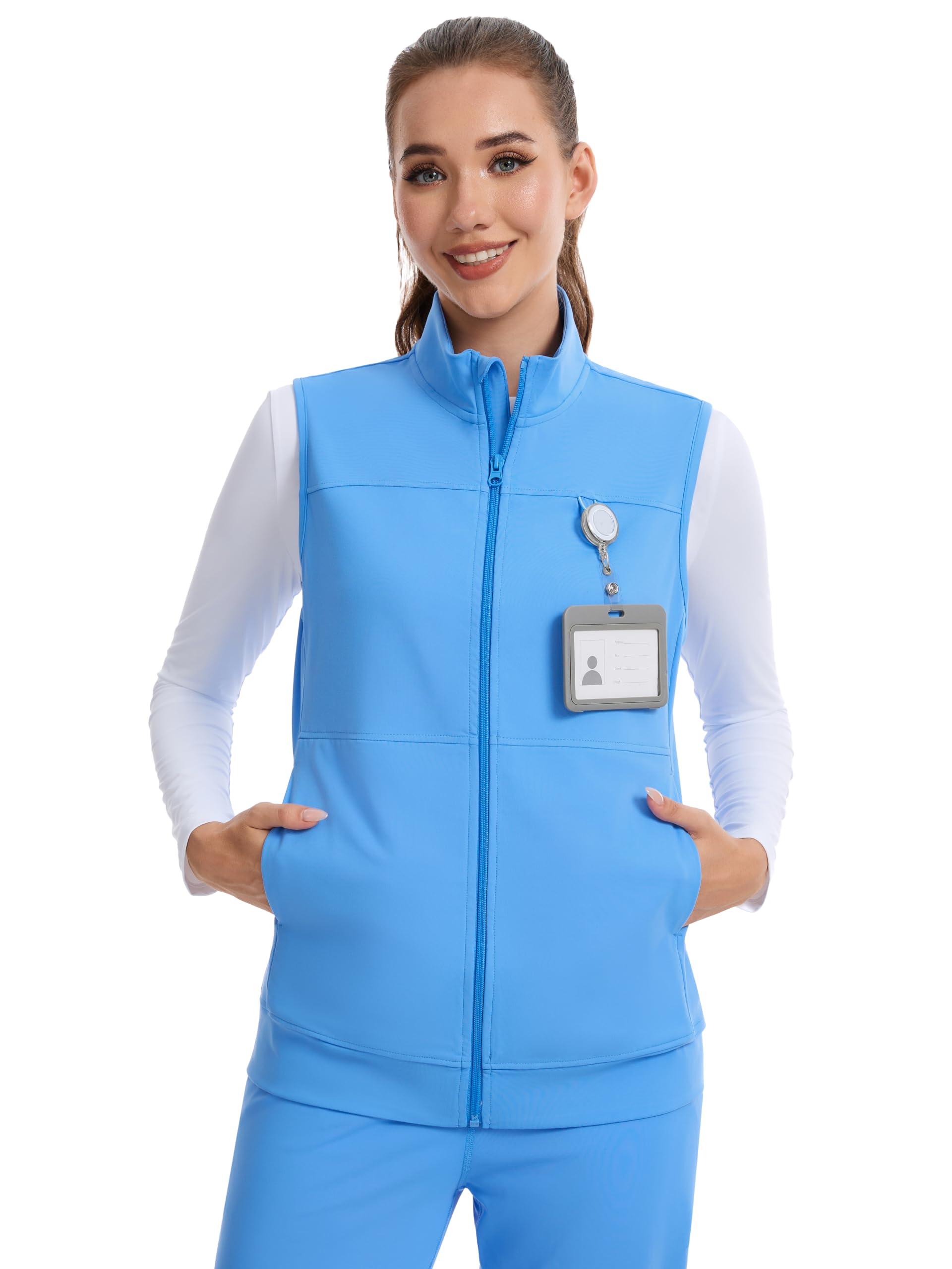 QBK Women's Lightweight Stretch Stand Collar Healthcare Scrub Vest