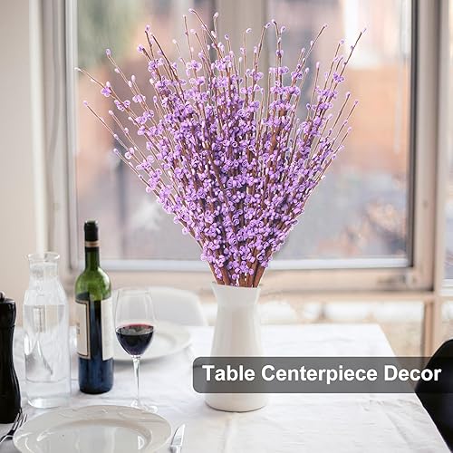 Miniatura 5 de 10 flores artificiales de jazmín de 30 pulgadas de largo, ramas secas para el día de la madre, hogar, oficina, bricolaje, plantas de arte floral,