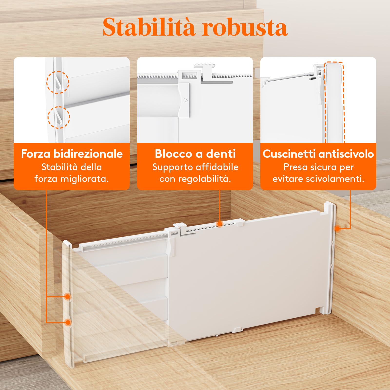 Lifewit Divisori per Cassetti Regolabili, Organizer per Armadio Salvaspazio, Separatore per Armadio, Cucina, Camera da Letto, Confezione da 8, Altezza 20.5 cm, 35-55 cm, Bianch