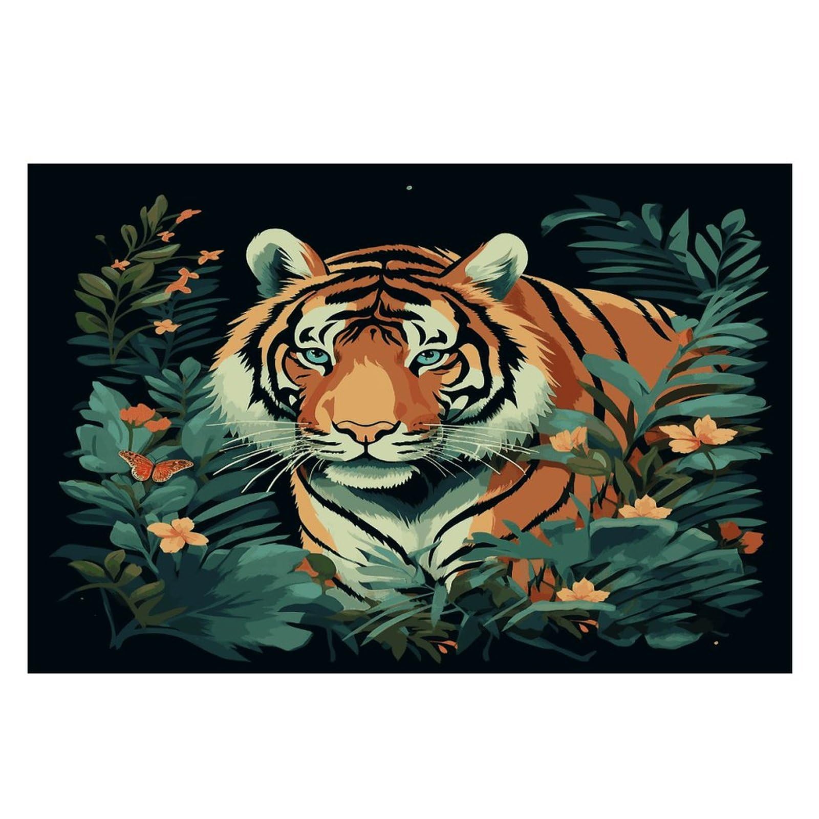 Butterfly and Tiger Placemats Heat-Resistant Washable Place Mats Anti Slip Dining Table Place Mats Wipeable Dining Table Mats Kitchen Decoration Placemats 17.7’’×11.8’’