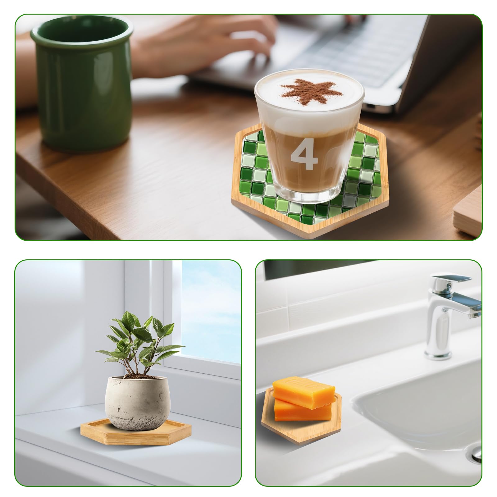 Posavasos de Bambú Hexagonales 8 Piezas para Manualidades