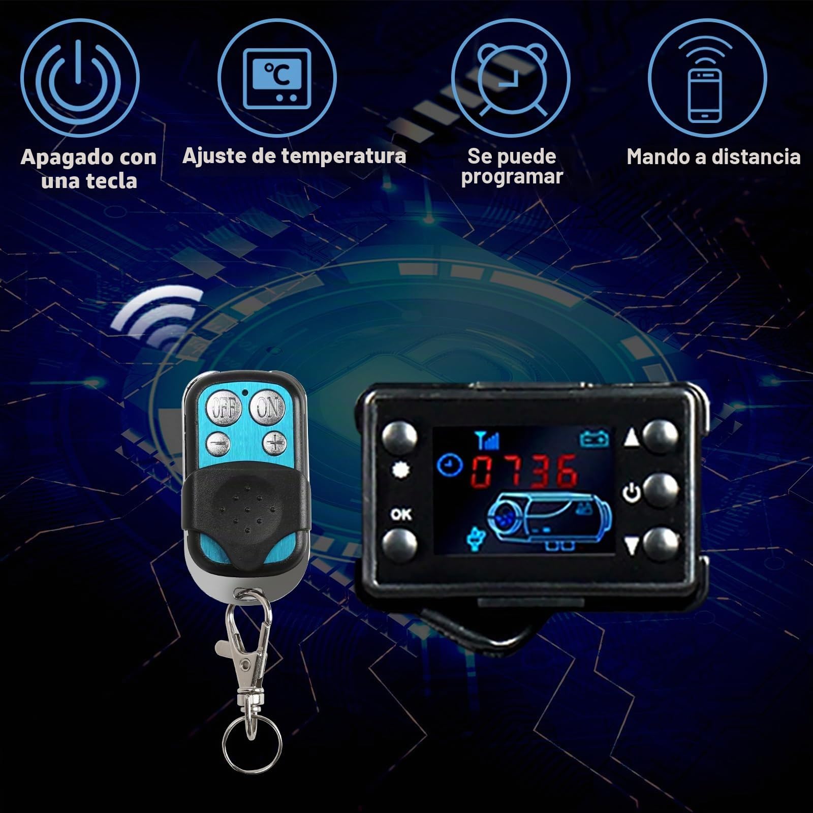Fiqops Calentador diésel de 8 kW, calentador diésel de 12 V/24 V, con control remoto y pantalla LCD, calentador de aire diésel para coche, camping, autocaravana