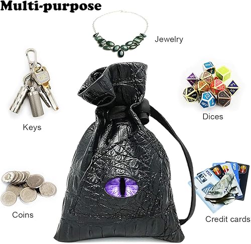 Miniatura 5 de Haxtec - Bolsa de almacenamiento para dados de piel sintética con cordón y diseño de ojo de dragón, para dados de D&D, monedas y accesorios, Mama