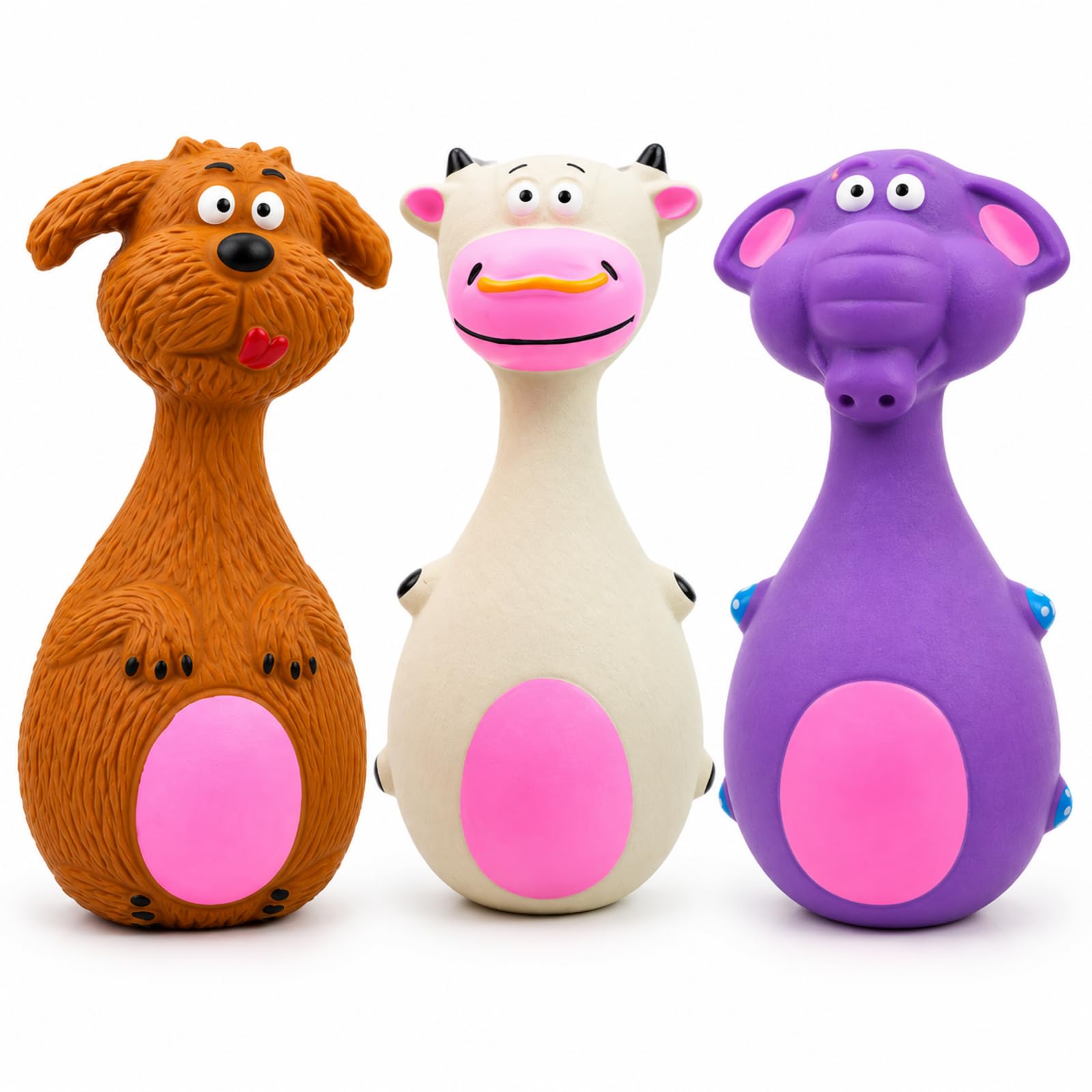 Buuraqq 3Pcs Squeaky Dog Items, Latex Puppy Chew Set