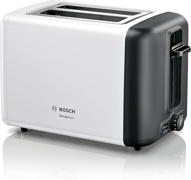 Bosch TAT3P421GB DesignLine Toaster, Stainless Steel, 970 W, White