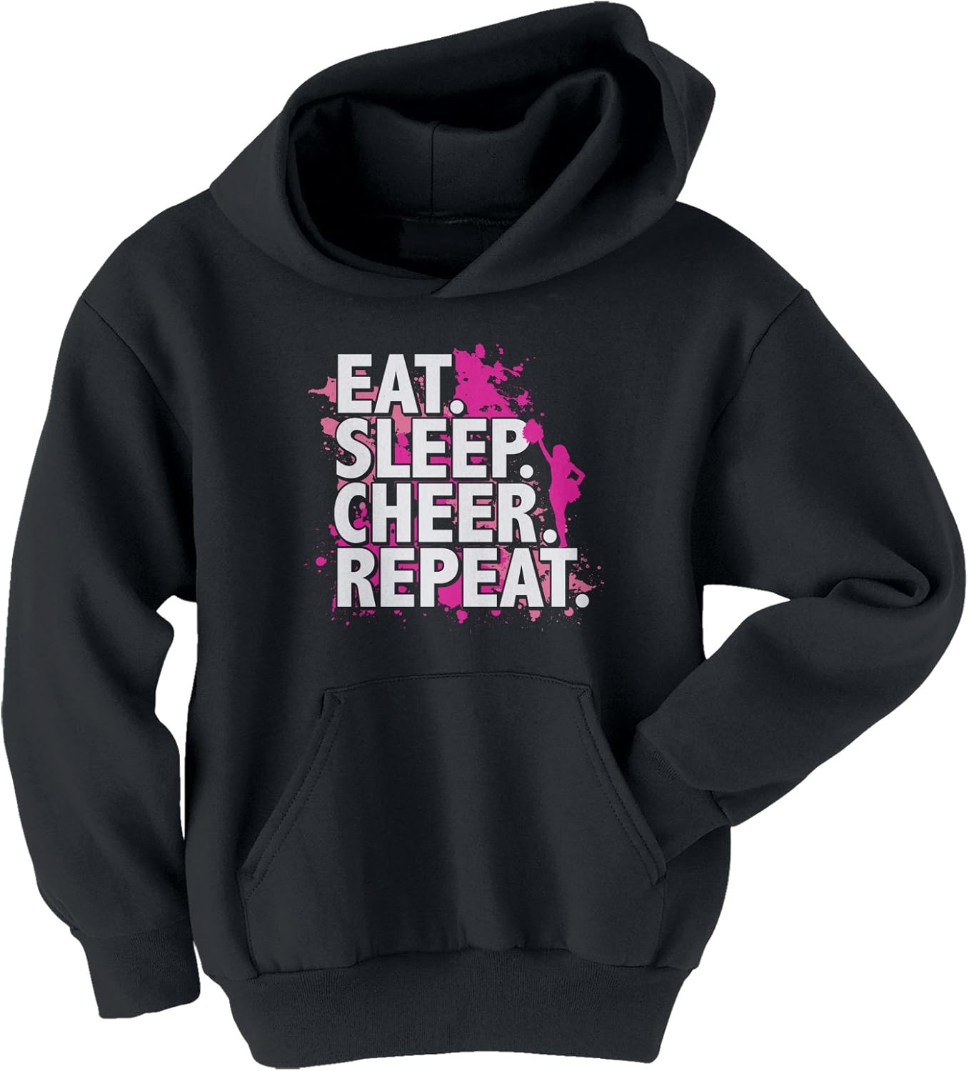 Threadrock Kids Eat Sleep Cheer Repeat Youth Girls Hoodie Sweatshirt