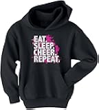 Kids Eat Sleep Cheer Repeat Youth Girls Hoodie Sweatshirt
