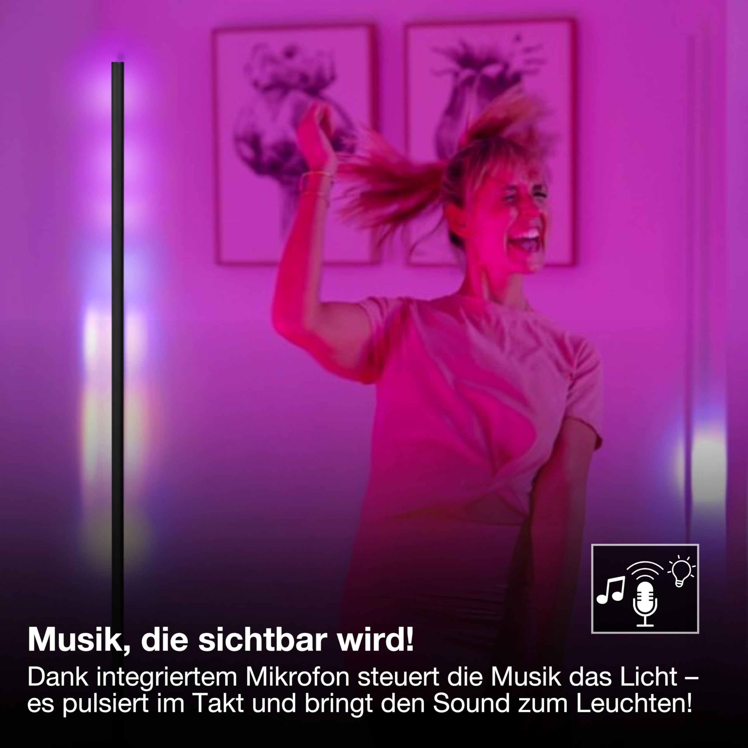 LEDVANCE SMART WIFI smarte und moderne Stehleuchte für indirekte Beleuchtung mit WiFi-Technologie und Magic RGB; dimmbar; silber; Aluminium; Leuchtmittel nicht austauschbar