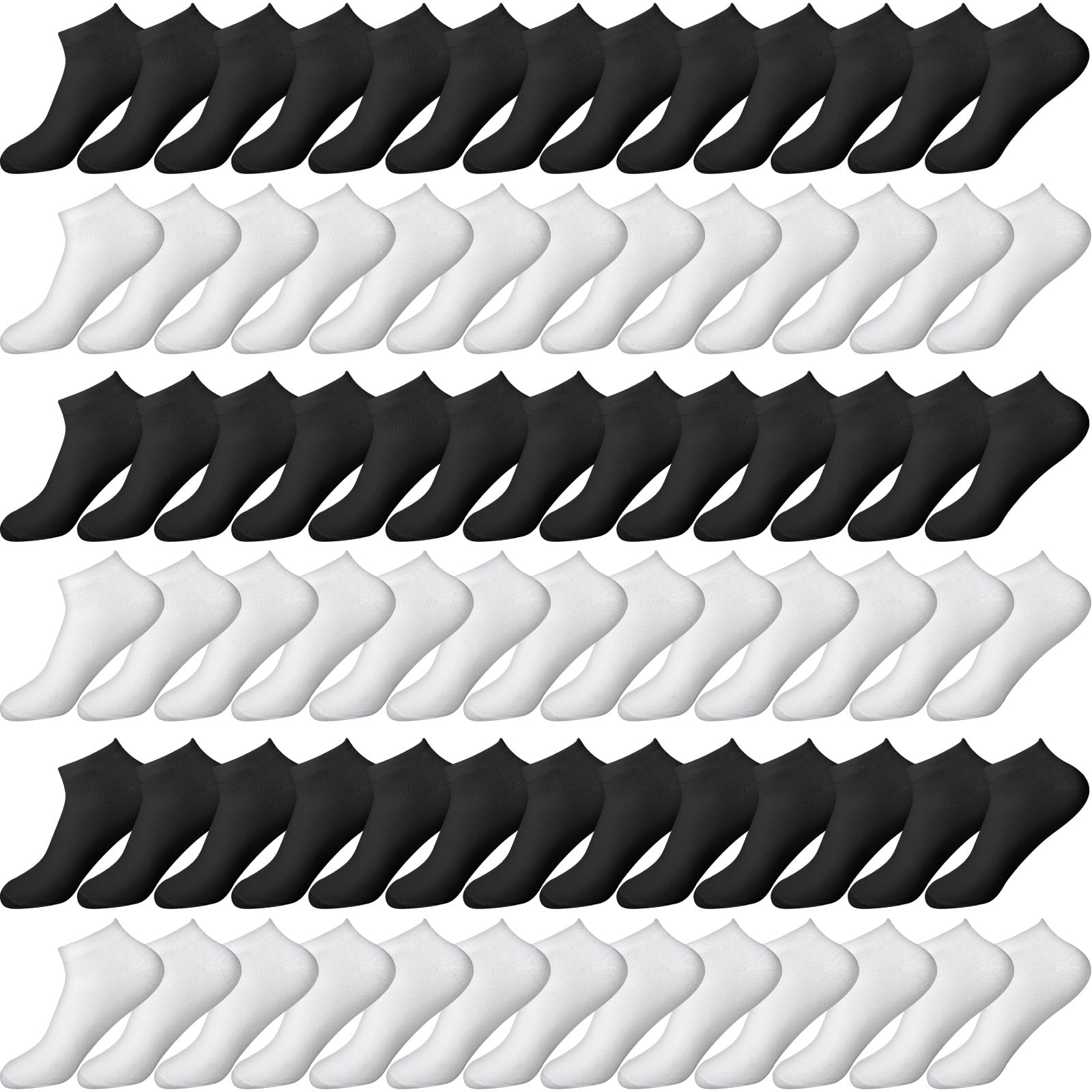 JaGely 100 pares de calcetines de tobillo de corte bajo a granel para mujeres y hombres, delgados, transpirables, casuales, invisibles y atléticos de algodón