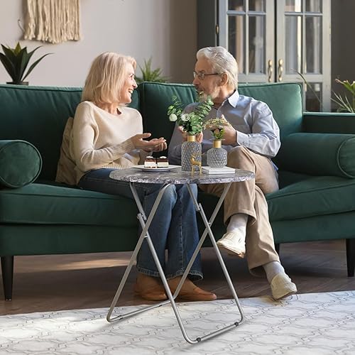 Miniatura 4 de Bandejas de TV redondas plegables y portátiles, bandeja de TV con MDF resistente, no requiere montaje, 17.5 x 17.5 x 26 pulgadas (blanco)