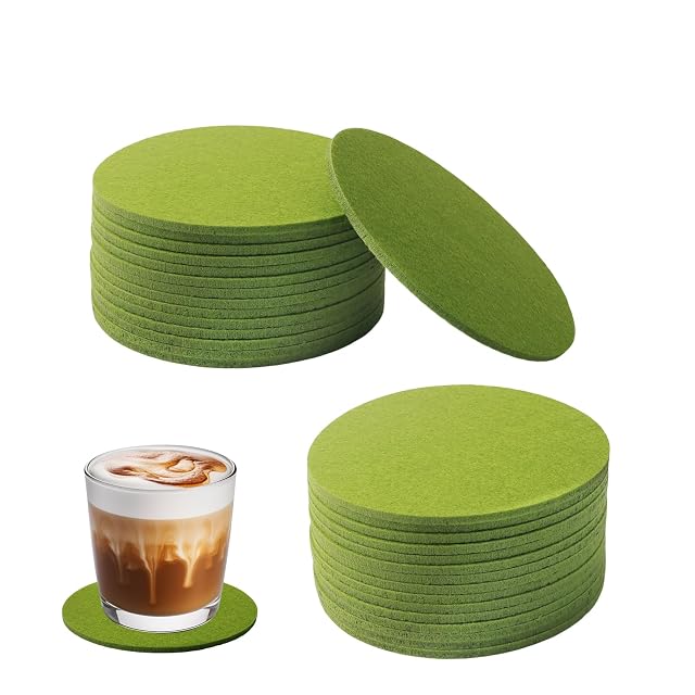 Podkładki filcowe 30 szt. okrągłe 10 cm zielone