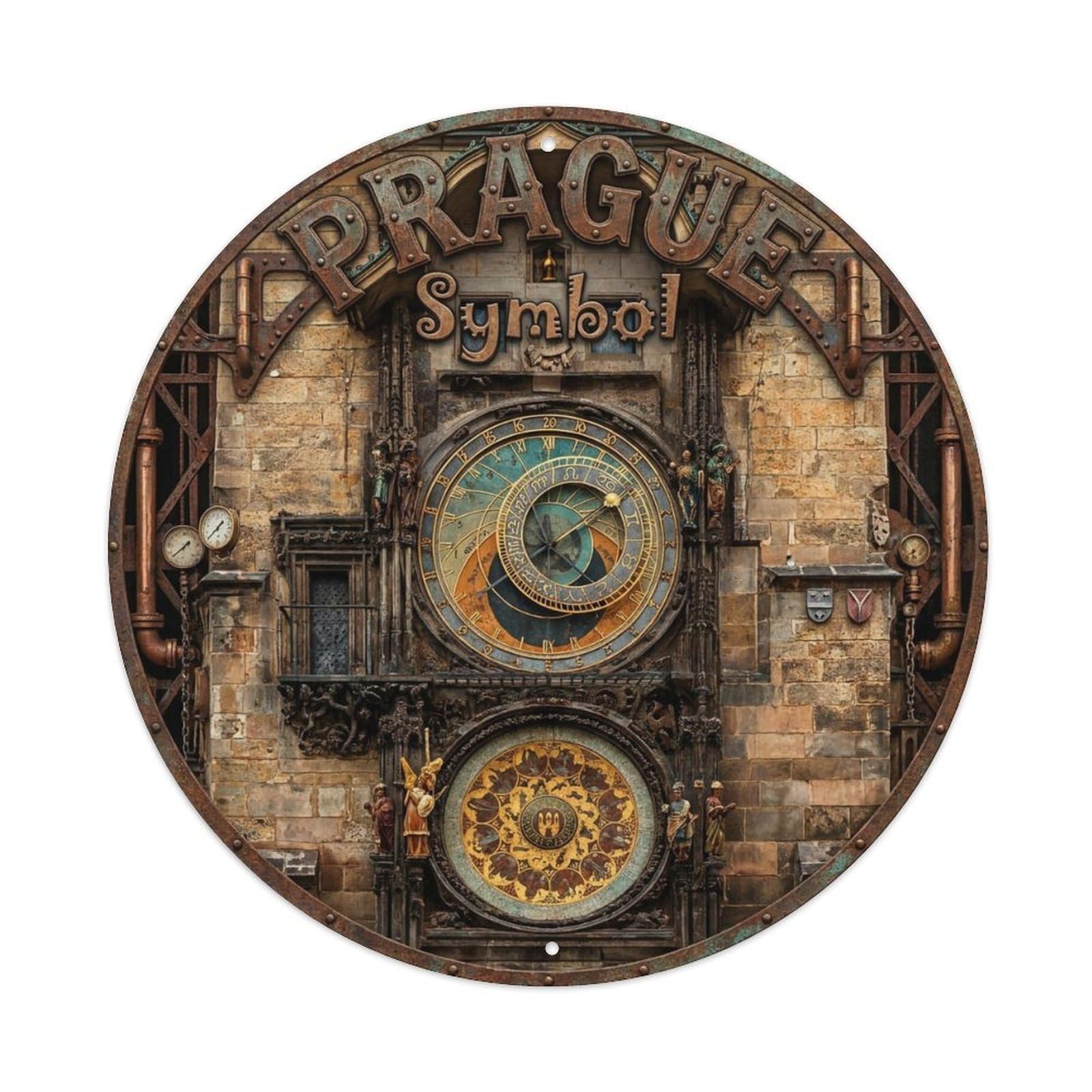 Vintage Travel Prague Czechia Icon Metal Tin Sign