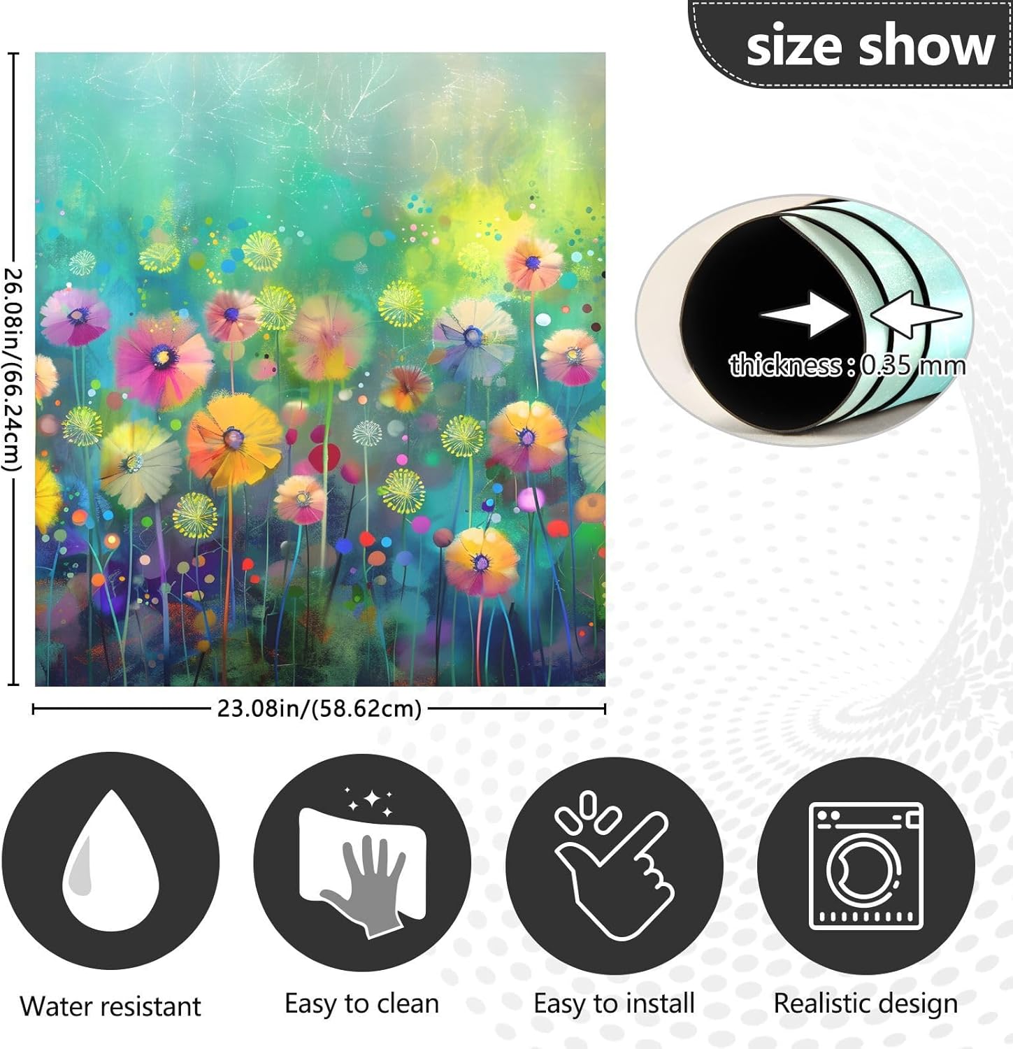 JIPONI Dishwasher Magnetic Cover Abstract Colorful Flowers Dish Washer Magnet Kitchen Art Decor, Dishwasher Magnetic Sticker 23 W x 26 H