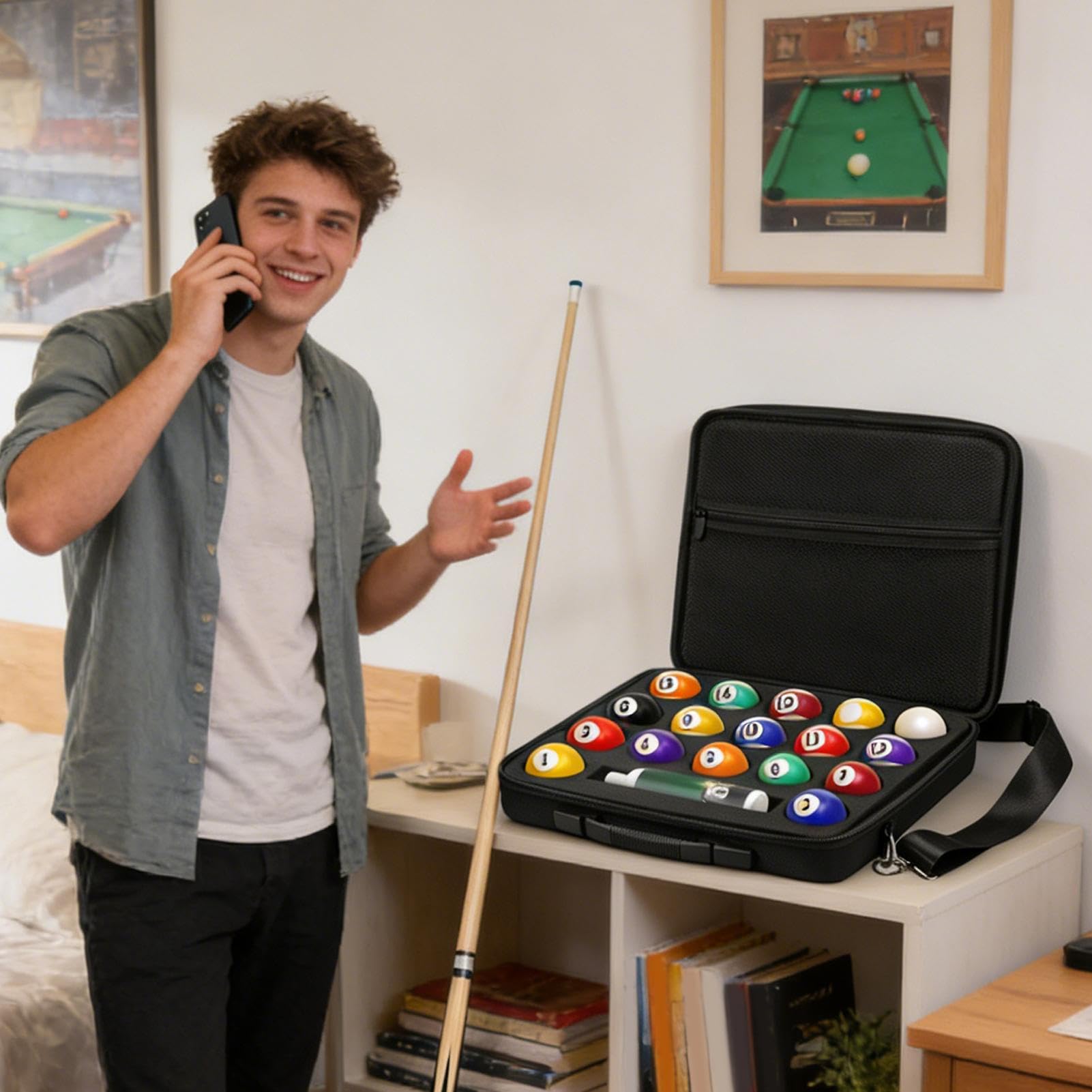 Generisch Billard-Koffer - Organizer Tasche Mit Griff - Aufbewahrungsbox Für Billard-Kugeln Auf Reisen,Für Training Vereine Turniere Reisen Spielzimmer Sportbar Enthusiasten Männer Frauen