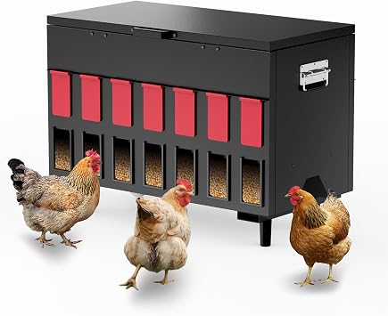Automatic Chicken Feeder, Large Capacity, All Metal Poultry Feeder, No Waste Waterproof Chicken Feeder, Suitable for Geese, Ducks, Turkeys, Quails 130LB