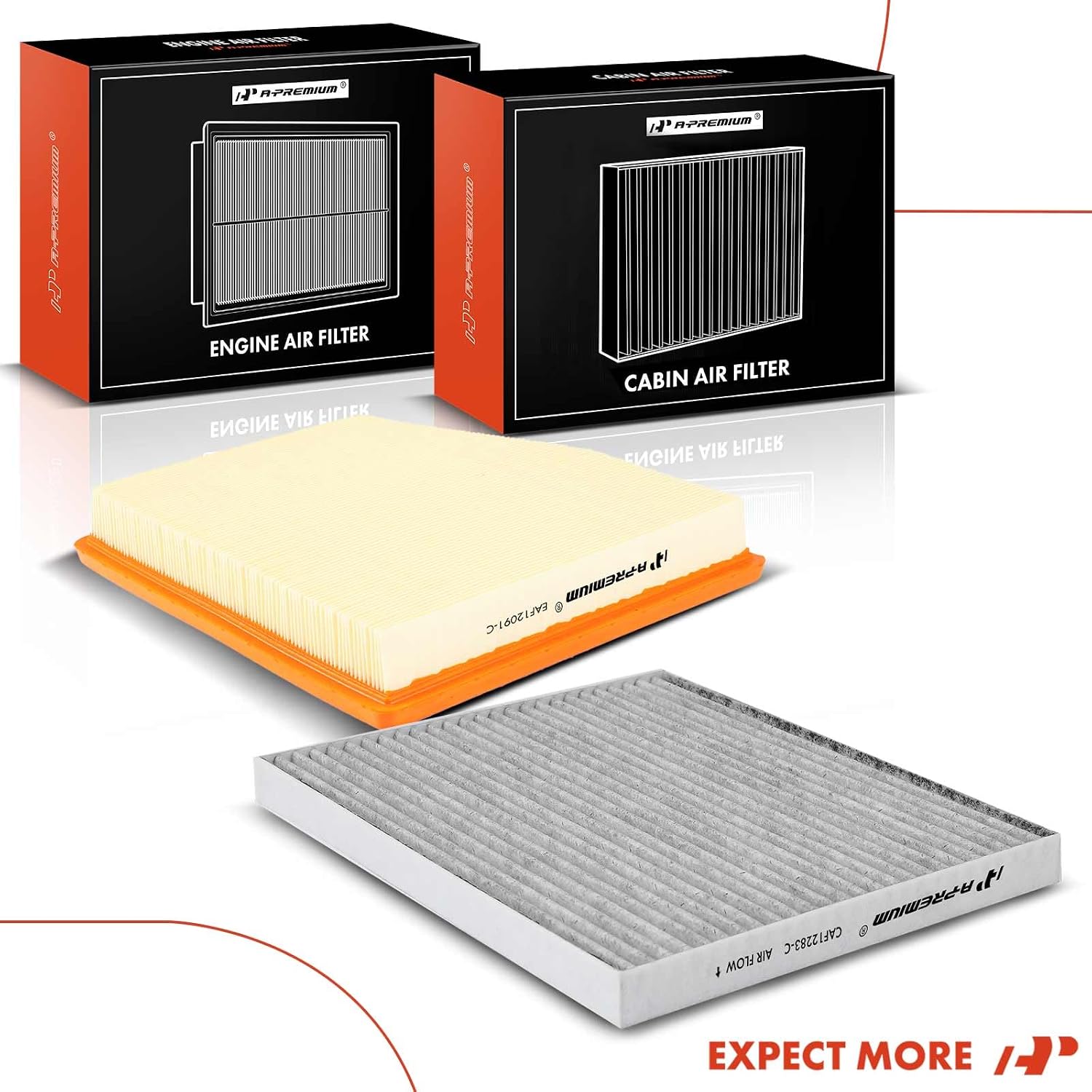 A-Premium 2-PC Engine & Cabin Air Filter with Activated Carbon Compatible with Chrysler Pacifica 2017-2022, Voyager 2020-2022, 3.6L