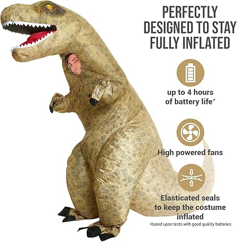 Miniatura 4 de Morph Jurassic - Disfraz inflable de dinosaurio T-Rex unisex, talla única, Dinosaurio T-rex