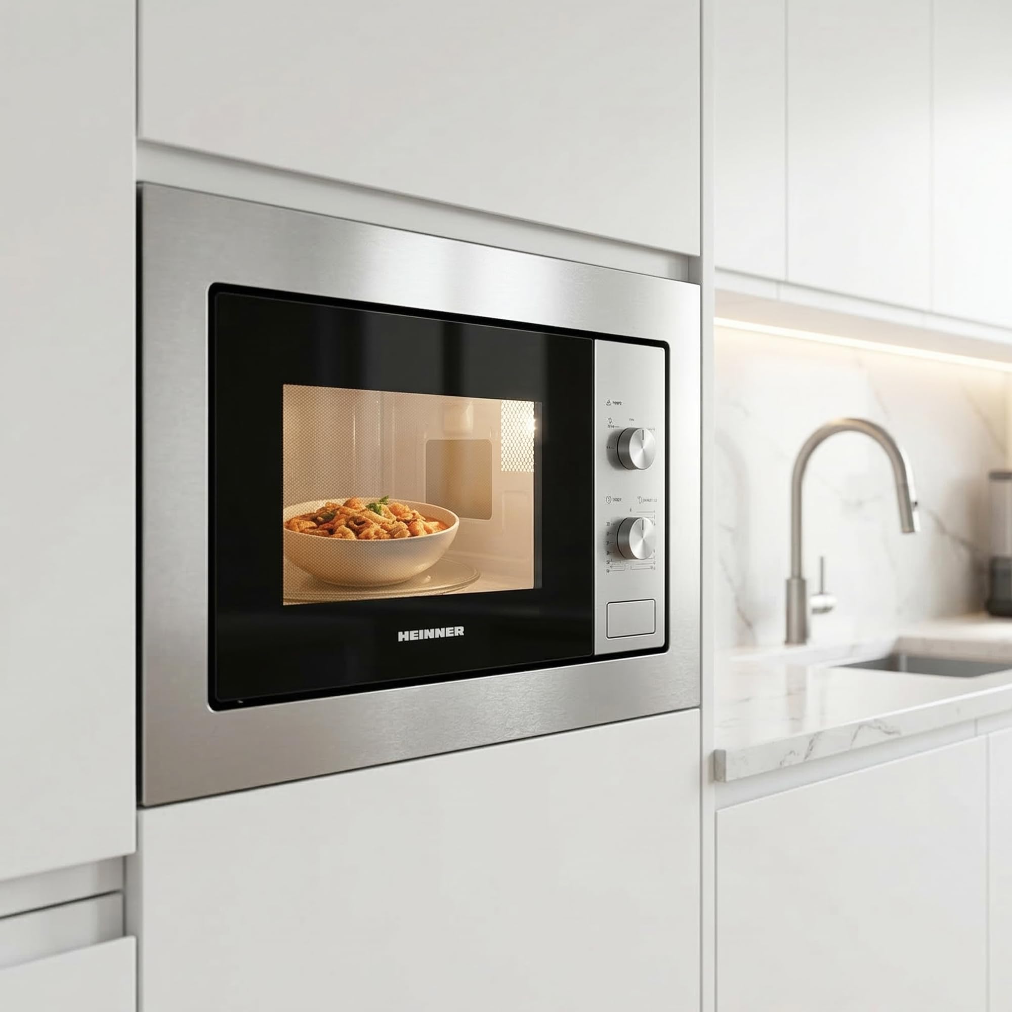 HMW-MDBI20MIX 20L Einbau-Mikrowellenofen mit Digitalsteuerung und 1000 W Schwarzes Glas - 5 Jahre Garantie (Schwarz, 20 L)
