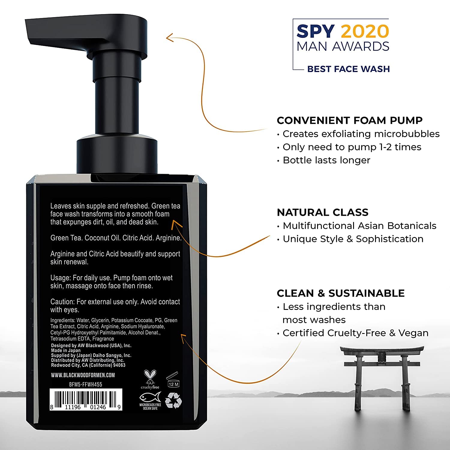 BLACKWOOD FOR MEN Hydro Cleanse Complete Set including Scalp Massager, Hydroblast Shampoo, Hydroblast Conditioner, Pure Moisture Body Wash, & BioFuse Sculpting Gel - Natural Vegan Formula