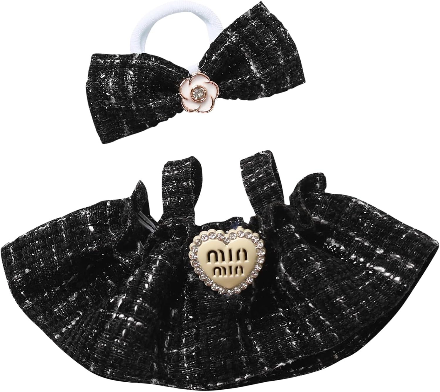 Clothes for Blind Box Dolls, Premium 2-Piece Dolls Accessories Set with Chic Bow Dress Outfit for 15-17cm Plush Blind Box Toy (Black Set) Cute Easter Gift image 2